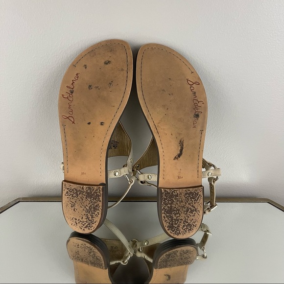 SAM EDELMAN Creme White Nubuck Leather Suede Greta Thong Sandal Flip Flops - Picture 10 of 12